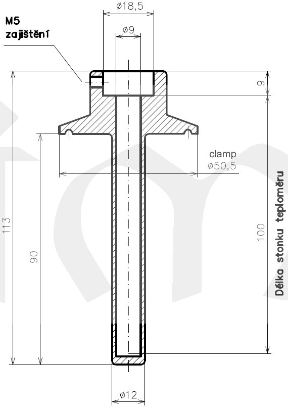 Teploměrová jímky Clamp 50.5 - 100mm